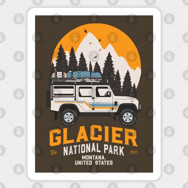 Vintage Glacier National Park Road Trip Montana Magnet by Fitastic